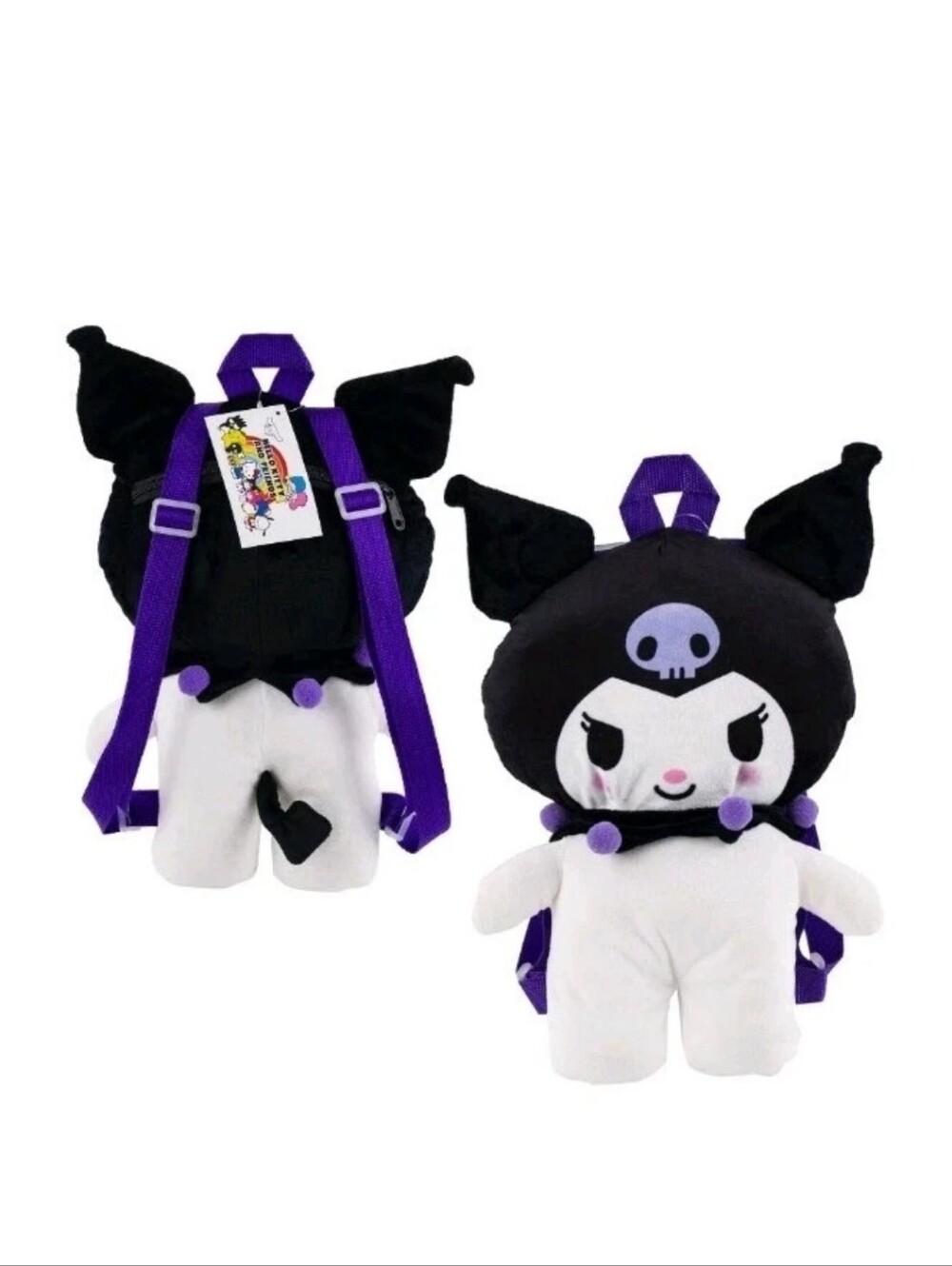 Sanrio Kuromi 16" Stuffed Animal Plush Backpack Large Black & Purple NWT